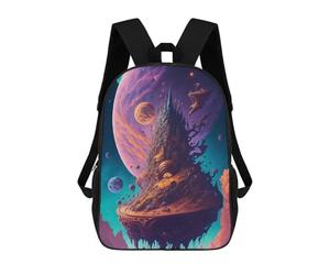 sinyumoney 3D Printed School Bag Distant Fantasy World Kid's Backpack Bookbag Cute Rucksacks Waterproof Fashion Casual Schoolbag for Kids 17inch
