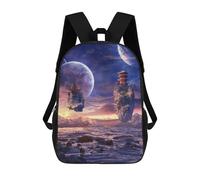 sinyumoney 3D Printed School Bag Distant Fantasy Worlds Kid's Backpack Bookbag Cute Rucksacks Waterproof Fashion Casual Schoolbag for Kids 17inch