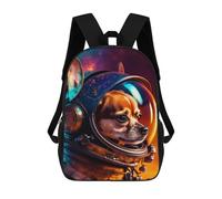 sinyumoney 3D Printed School Bag Dog in Space Helmet Kid's Backpack Bookbag Cute Rucksacks Waterproof Fashion Casual Schoolbag for Kids 17inch
