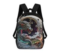 sinyumoney 3D Printed School Bag Dragon Moon Fantasy Art -2 Kid's Backpack Bookbag Cute Rucksacks Waterproof Fashion Casual Schoolbag for Kids 17inch
