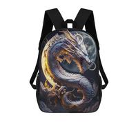 sinyumoney 3D Printed School Bag Dragon Moonlit Sky -7 Kid's Backpack Bookbag Cute Rucksacks Waterproof Fashion Casual Schoolbag for Kids 17inch