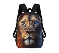 sinyumoney 3D Printed School Bag Dual-colored Lion Face Kid's Backpack Bookbag Cute Rucksacks Waterproof Fashion Casual Schoolbag for Kids 17inch