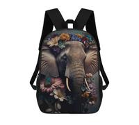 sinyumoney 3D Printed School Bag Elephant in Flowers Kid's Backpack Bookbag Cute Rucksacks Waterproof Fashion Casual Schoolbag for Kids 17inch