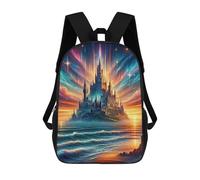 sinyumoney 3D Printed School Bag Enchanted Castle Skyward Kid's Backpack Bookbag Cute Rucksacks Waterproof Fashion Casual Schoolbag for Kids 17inch