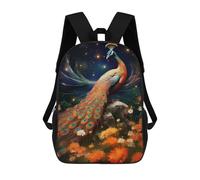 sinyumoney 3D Printed School Bag Enchanted Peacock Garden -1 Kid's Backpack Bookbag Cute Rucksacks Waterproof Fashion Casual Schoolbag for Kids 17inch
