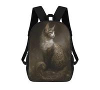 sinyumoney 3D Printed School Bag Fantasy Cat Artwork Kid's Backpack Bookbag Cute Rucksacks Waterproof Fashion Casual Schoolbag for Kids 17inch