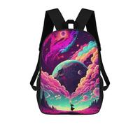 sinyumoney 3D Printed School Bag Fantasy Cosmic Landscape with Torch-Bearer Kid's Backpack Bookbag Cute Rucksacks Waterproof Fashion Casual Schoolbag for Kids 17inch