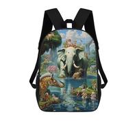 sinyumoney 3D Printed School Bag Fantasy Forest Adventure Kid's Backpack Bookbag Cute Rucksacks Waterproof Fashion Casual Schoolbag for Kids 17inch