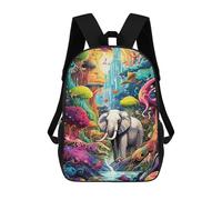 sinyumoney 3D Printed School Bag Fantasy Forest with Elephant Kid's Backpack Bookbag Cute Rucksacks Waterproof Fashion Casual Schoolbag for Kids 17inch
