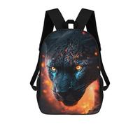 sinyumoney 3D Printed School Bag Fiery Leopard Portrait Kid's Backpack Bookbag Cute Rucksacks Waterproof Fashion Casual Schoolbag for Kids 17inch