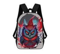 sinyumoney 3D Printed School Bag Fiery Owl Artwork Kid's Backpack Bookbag Cute Rucksacks Waterproof Fashion Casual Schoolbag for Kids 17inch