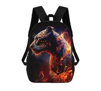 sinyumoney 3D Printed School Bag Flaming Leopard Artwork Kid's Backpack Bookbag Cute Rucksacks Waterproof Fashion Casual Schoolbag for Kids 17inch