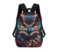 sinyumoney 3D Printed School Bag Flaming Owl Portrait Kid's Backpack Bookbag Cute Rucksacks Waterproof Fashion Casual Schoolbag for Kids 17inch