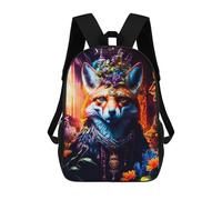 sinyumoney 3D Printed School Bag Fox in A Fantasy Garden Kid's Backpack Bookbag Cute Rucksacks Waterproof Fashion Casual Schoolbag for Kids 17inch