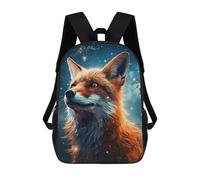 sinyumoney 3D Printed School Bag Fox in Starry Sky Kid's Backpack Bookbag Cute Rucksacks Waterproof Fashion Casual Schoolbag for Kids 17inch