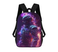 sinyumoney 3D Printed School Bag Galactic Astronaut Portrait Kid's Backpack Bookbag Cute Rucksacks Waterproof Fashion Casual Schoolbag for Kids 17inch