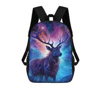 sinyumoney 3D Printed School Bag Galactic Deer Majesty -3 Kid's Backpack Bookbag Cute Rucksacks Waterproof Fashion Casual Schoolbag for Kids 17inch