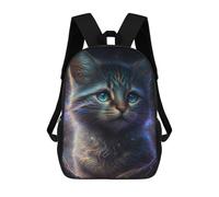sinyumoney 3D Printed School Bag Galactic Kitten Portrait Kid's Backpack Bookbag Cute Rucksacks Waterproof Fashion Casual Schoolbag for Kids 17inch