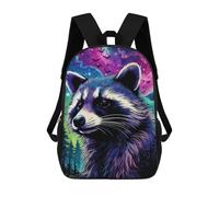 sinyumoney 3D Printed School Bag Galactic Raccoon Portrait Kid's Backpack Bookbag Cute Rucksacks Waterproof Fashion Casual Schoolbag for Kids 17inch
