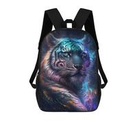 sinyumoney 3D Printed School Bag Galactic Tiger Portrait Kid's Backpack Bookbag Cute Rucksacks Waterproof Fashion Casual Schoolbag for Kids 17inch