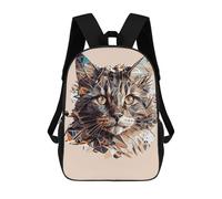 sinyumoney 3D Printed School Bag Geometric Cat Portrait Art Print Kid's Backpack Bookbag Cute Rucksacks Waterproof Fashion Casual Schoolbag for Kids 17inch