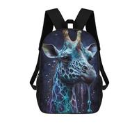 sinyumoney 3D Printed School Bag Giraffe with Abstract Colors Kid's Backpack Bookbag Cute Rucksacks Waterproof Fashion Casual Schoolbag for Kids 17inch