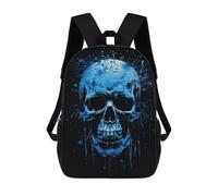 sinyumoney 3D Printed School Bag Glowing Blue Skull Artwork-3 Kid's Backpack Bookbag Cute Rucksacks Waterproof Fashion Casual Schoolbag for Kids 17inch