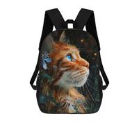 sinyumoney 3D Printed School Bag Glowing Cat in Flowers Kid's Backpack Bookbag Cute Rucksacks Waterproof Fashion Casual Schoolbag for Kids 17inch