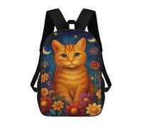 sinyumoney 3D Printed School Bag Glowing Night Garden Cat-1 Kid's Backpack Bookbag Cute Rucksacks Waterproof Fashion Casual Schoolbag for Kids 17inch