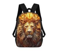 sinyumoney 3D Printed School Bag Golden Lion Majesty -4 Kid's Backpack Bookbag Cute Rucksacks Waterproof Fashion Casual Schoolbag for Kids 17inch