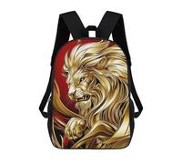 sinyumoney 3D Printed School Bag Golden Lion Portrait Kid's Backpack Bookbag Cute Rucksacks Waterproof Fashion Casual Schoolbag for Kids 17inch