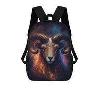 sinyumoney 3D Printed School Bag Golden Ram Celestial Majesty Kid's Backpack Bookbag Cute Rucksacks Waterproof Fashion Casual Schoolbag for Kids 17inch