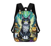 sinyumoney 3D Printed School Bag Halloween Fairy Cat Forest Kid's Backpack Bookbag Cute Rucksacks Waterproof Fashion Casual Schoolbag for Kids 17inch