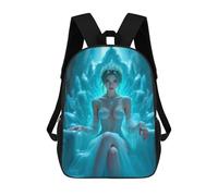 sinyumoney 3D Printed School Bag Ice Queen on Throne Kid's Backpack Bookbag Cute Rucksacks Waterproof Fashion Casual Schoolbag for Kids 17inch