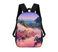 sinyumoney 3D Printed School Bag Island of Colorful Dreams Kid's Backpack Bookbag Cute Rucksacks Waterproof Fashion Casual Schoolbag for Kids 17inch