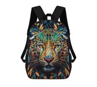 sinyumoney 3D Printed School Bag Jaguar in Abstract Art Kid's Backpack Bookbag Cute Rucksacks Waterproof Fashion Casual Schoolbag for Kids 17inch