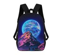 sinyumoney 3D Printed School Bag Journey to The Cosmic Peak Kid's Backpack Bookbag Cute Rucksacks Waterproof Fashion Casual Schoolbag for Kids 17inch