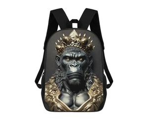 sinyumoney 3D Printed School Bag King of The Apes Golden Majesty Kid's Backpack Bookbag Cute Rucksacks Waterproof Fashion Casual Schoolbag for Kids 17inch