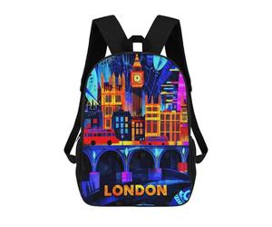 sinyumoney 3D Printed School Bag London Neon Nights - Vibrant Cityscape Art Kid's Backpack Bookbag Cute Rucksacks Waterproof Fashion Casual Schoolbag for Kids 17inch