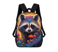sinyumoney 3D Printed School Bag Magical Raccoon Forest Kid's Backpack Bookbag Cute Rucksacks Waterproof Fashion Casual Schoolbag for Kids 17inch
