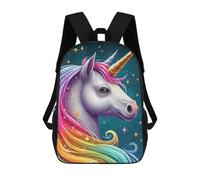 sinyumoney 3D Printed School Bag Magical Unicorn Dreamscape Kid's Backpack Bookbag Cute Rucksacks Waterproof Fashion Casual Schoolbag for Kids 17inch