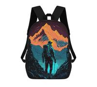 sinyumoney 3D Printed School Bag Mountain Hiker's Journey -1 Kid's Backpack Bookbag Cute Rucksacks Waterproof Fashion Casual Schoolbag for Kids 17inch