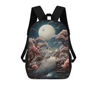 sinyumoney 3D Printed School Bag Mystical Night Peacock Scene Kid's Backpack Bookbag Cute Rucksacks Waterproof Fashion Casual Schoolbag for Kids 17inch