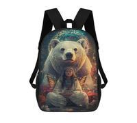 sinyumoney 3D Printed School Bag Native Spirit Bear Connection Kid's Backpack Bookbag Cute Rucksacks Waterproof Fashion Casual Schoolbag for Kids 17inch