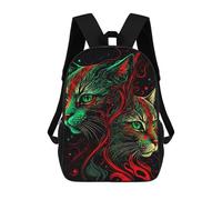 sinyumoney 3D Printed School Bag Neon Cats Artistic Fusion Kid's Backpack Bookbag Cute Rucksacks Waterproof Fashion Casual Schoolbag for Kids 17inch