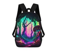 sinyumoney 3D Printed School Bag Neon Forest Fantasy Kid's Backpack Bookbag Cute Rucksacks Waterproof Fashion Casual Schoolbag for Kids 17inch