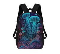 sinyumoney 3D Printed School Bag Neon Jellyfish Glow Kid's Backpack Bookbag Cute Rucksacks Waterproof Fashion Casual Schoolbag for Kids 17inch