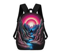 sinyumoney 3D Printed School Bag Neon Mountain Landscape -1 Kid's Backpack Bookbag Cute Rucksacks Waterproof Fashion Casual Schoolbag for Kids 17inch