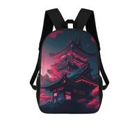 sinyumoney 3D Printed School Bag Neon Pagoda Night Scene Kid's Backpack Bookbag Cute Rucksacks Waterproof Fashion Casual Schoolbag for Kids 17inch
