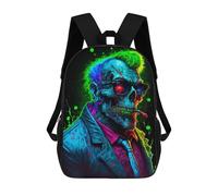 sinyumoney 3D Printed School Bag Neon Skull Artwork Kid's Backpack Bookbag Cute Rucksacks Waterproof Fashion Casual Schoolbag for Kids 17inch